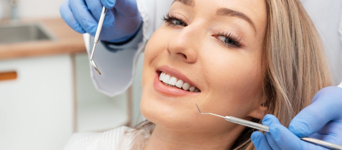 Woman,Having,Teeth,Examined,At,Dentists.,Teeth,Whitening,,Dental,Care